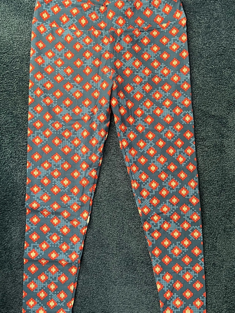 LuLaRoe Women’s Leggings in Red and Gray Geometric Print